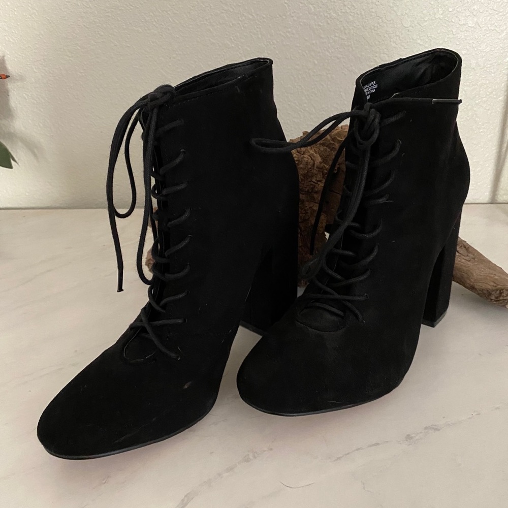 Black suede booties